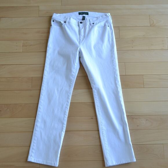 Lauren Jeans Co Ralph Lauren White Jean Pants Size 8P - Picture 1 of 4